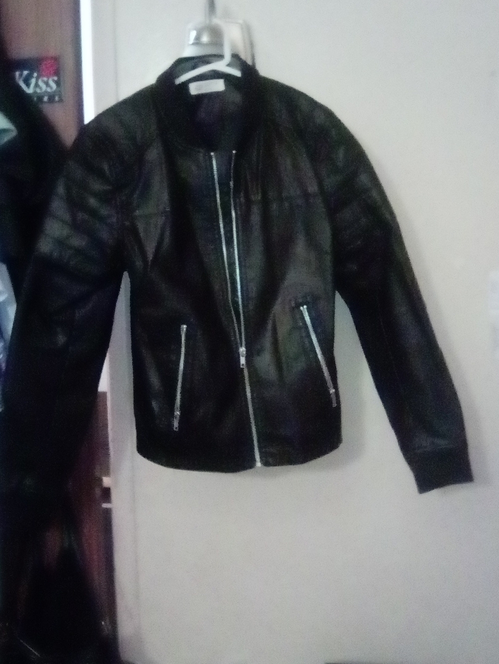 H&M Classic Black Faux Leather Moto Jacket - Youth